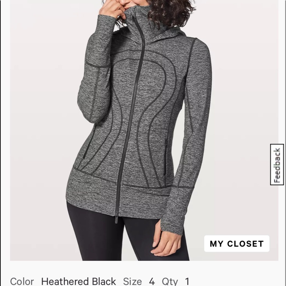 Lululemon Stride Jacket II in heathered black. Size: 4